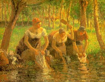 卡米耶 畢沙羅 Washerwomen, Eragny-sur-Epte